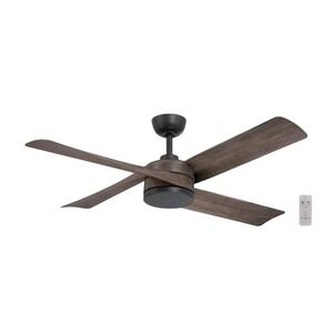 Hampton Bay Baymore Matte Black Ceiling Fan 52 In. Indoor/Outdoor with Remote